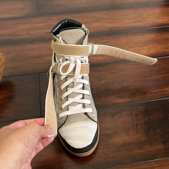 Maje Metallic Gold and White High-Top Sneakers size 40 Y2K 90's - Picture 7 of 14